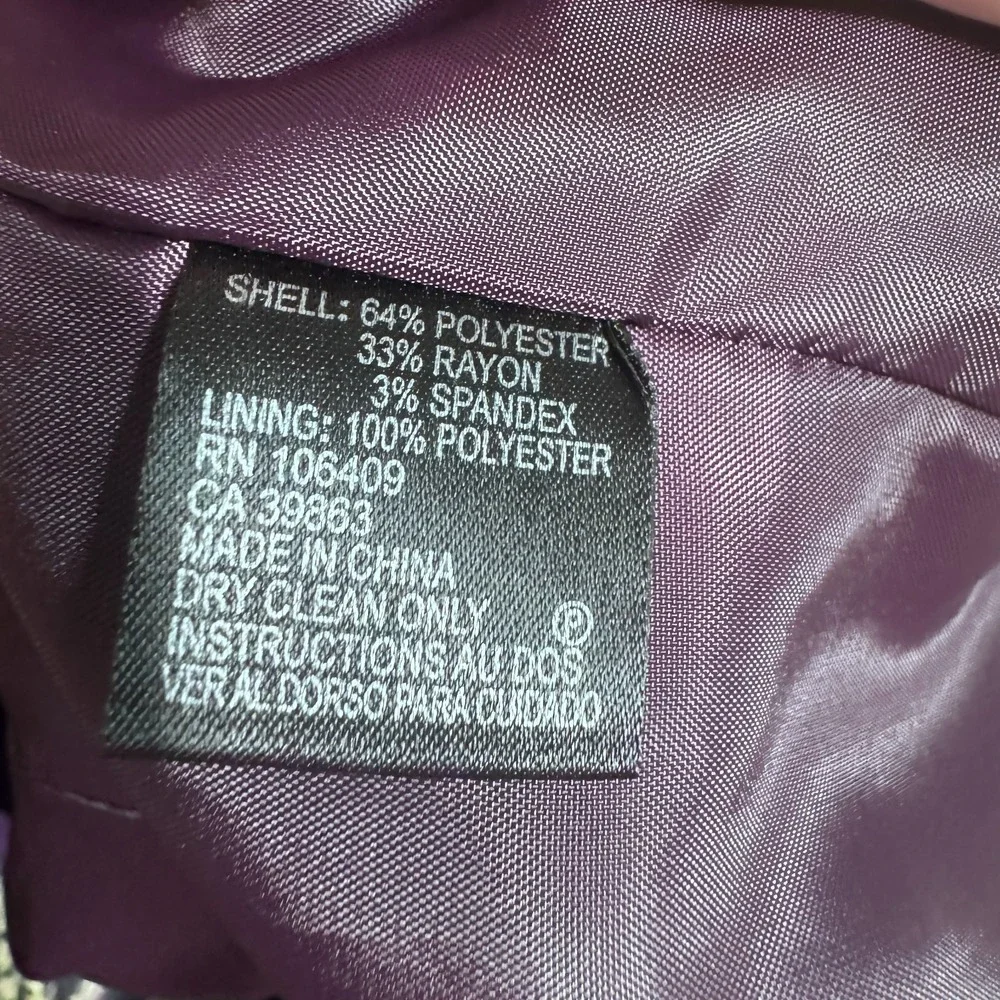Tahari ASL Purple Blazer Jacket Womens 14 Career office Classic old money